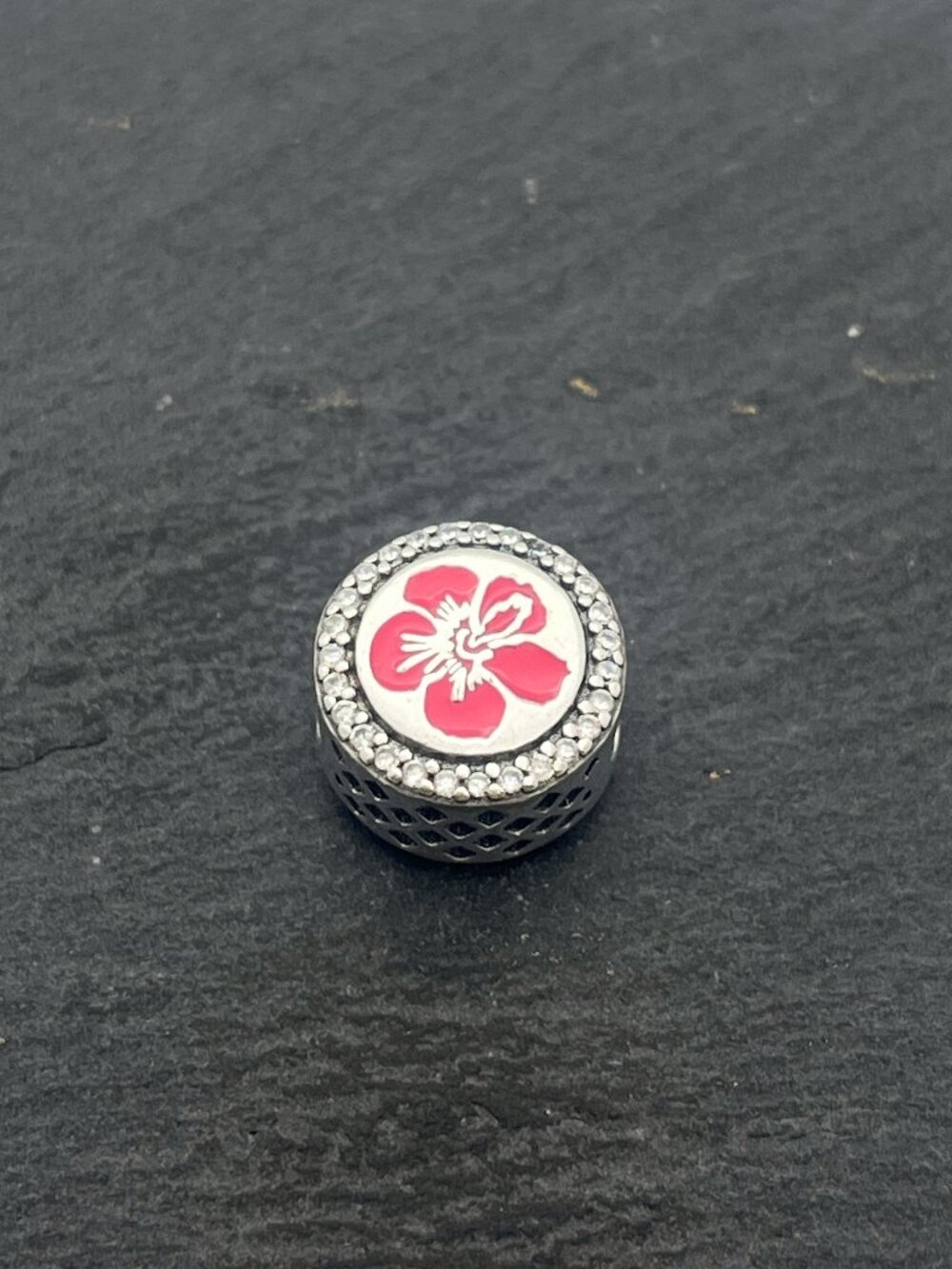 Pandora Hawaii Hibiscus Bead Charm Sterling Silver Jewelry